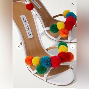 Aquazzura Fiesta 105 embellished raffia & leather sandals